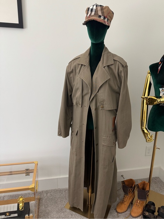 Vintage Jackets & Blazers - Vintage Olive Green Trench Coat with Belt